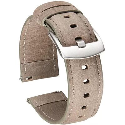 INF Quick Release Crazy Horse Leder Smartwatch Armband Kompatibel mit Samsung und Huawei Grau 22 mm INF Quick Release Crazy Horse Leder Smartwatch Armband Kompatibel mit Samsung und Huawei Grau 22 mm