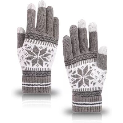 INF Gestrickte Handschuhe - Achteckige Blume Grau INF Gestrickte Handschuhe - Achteckige Blume Grau