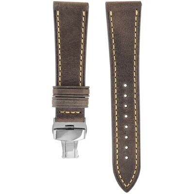 INF Uhrenarmband aus echtem Leder mit doppelter Schmetterlingsschließe – 20 mm Grau INF Uhrenarmband aus echtem Leder mit doppelter Schmetterlingsschließe – 20 mm Grau