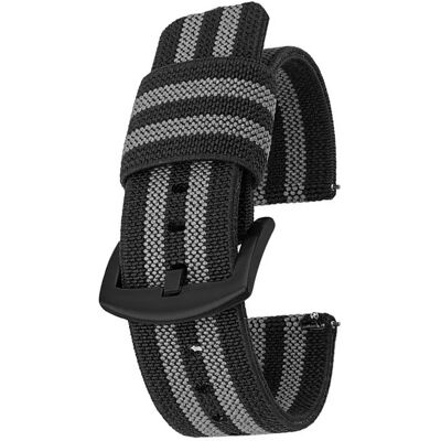 INF Uhrenarmband aus Nylon mit Schnellverschluss-Federstegen Schwarz+Grau 22 mm INF Uhrenarmband aus Nylon mit Schnellverschluss-Federstegen Schwarz+Grau 22 mm