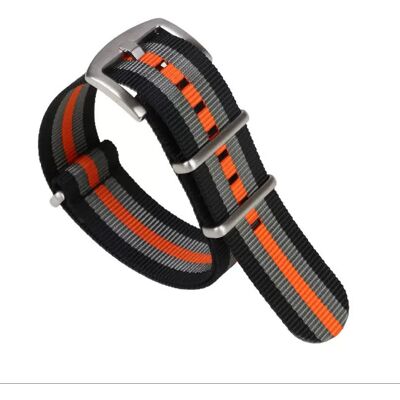 INF NATO-Uhrenarmband aus Nylongewebe mit Dornschließe aus Edelstahl Orange 24 mm INF NATO-Uhrenarmband aus Nylongewebe mit Dornschließe aus Edelstahl Orange 24 mm
