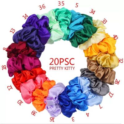 INF Satin-Haargummis Set mit 20 Stück - Mehrfarbige Haargummis INF Satin-Haargummis Set mit 20 Stück - Mehrfarbige Haargummis