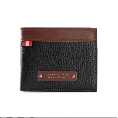 INF Kurze Herrenbrieftasche, schlanke Brieftasche mit zwei Falten und Kartenfach Schwarz INF Kurze Herrenbrieftasche, schlanke Brieftasche mit zwei Falten und Kartenfach Schwarz