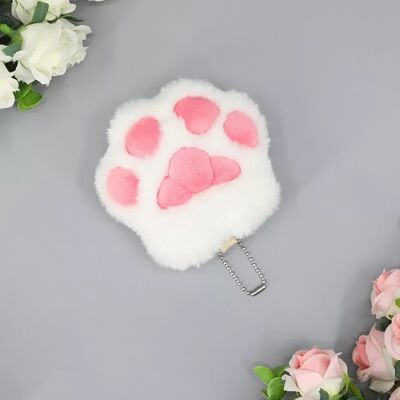 INF Süßes Katzenpfoten-Schlüsselanhänger Weiß+Rosa INF Süßes Katzenpfoten-Schlüsselanhänger Weiß+Rosa
