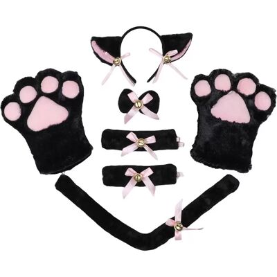 INF Süßes Katzenpfoten-Set mit fingerlosen Handschuhen und Stirnband Schwarz INF Süßes Katzenpfoten-Set mit fingerlosen Handschuhen und Stirnband Schwarz