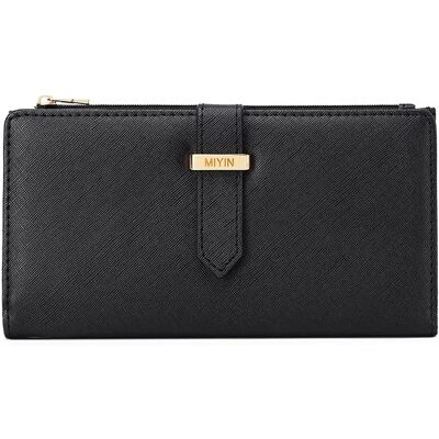 INF RFID-blockierende Brieftasche, Multi-Kartenhalter aus PU-Leder mit Handgelenkschlaufe Schwarz INF RFID-blockierende Brieftasche, Multi-Kartenhalter aus PU-Leder mit Handgelenkschlaufe Schwarz