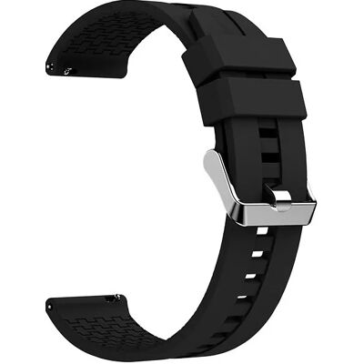 INF Premium Schwarzes Silikon Uhrenarmband - 22mm Silberschnalle INF Premium Schwarzes Silikon Uhrenarmband - 22mm Silberschnalle