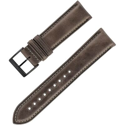 INF Italienisches, leicht veränderliches Uhrenarmband aus glattem Öl-Wachs-Rindsleder Grau 20 mm INF Italienisches, leicht veränderliches Uhrenarmband aus glattem Öl-Wachs-Rindsleder Grau 20 mm