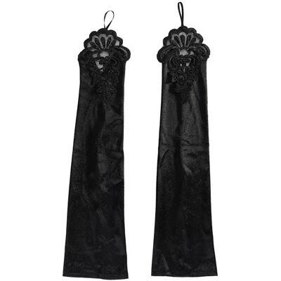 INF Elegante Brauthandschuhe aus Satinspitze mit Perlenstickerei Schwarz INF Elegante Brauthandschuhe aus Satinspitze mit Perlenstickerei Schwarz