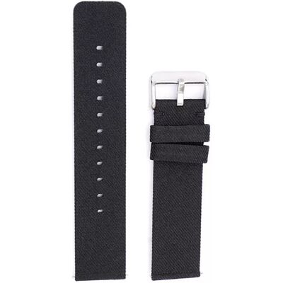 INF Schwarzes Canvas-Uhrenarmband mit silberner Schnalle 20 mm INF Schwarzes Canvas-Uhrenarmband mit silberner Schnalle 20 mm