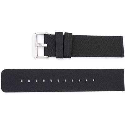 INF Schwarzes Canvas-Uhrenarmband mit silberner Schnalle 14 mm INF Schwarzes Canvas-Uhrenarmband mit silberner Schnalle 14 mm
