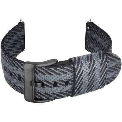 INF Stylisches 24/22/20/18mm Nylon Uhrenarmband mit schwarzer Schnalle Schwarz 22 mm INF Stylisches 24/22/20/18mm Nylon Uhrenarmband mit schwarzer Schnalle Schwarz 22 mm