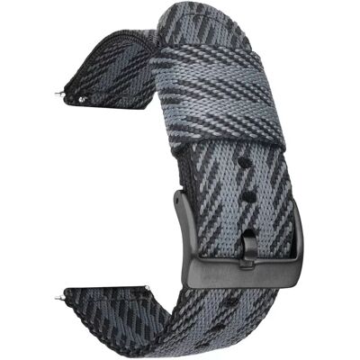 INF Stylisches 24/22/20/18mm Nylon Uhrenarmband mit schwarzer Schnalle Schwarz 18 mm INF Stylisches 24/22/20/18mm Nylon Uhrenarmband mit schwarzer Schnalle Schwarz 18 mm