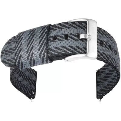 INF Stylisches 24/22/20/18mm Nylon Uhrenarmband mit schwarzer Schnalle Silber 24 mm INF Stylisches 24/22/20/18mm Nylon Uhrenarmband mit schwarzer Schnalle Silber 24 mm