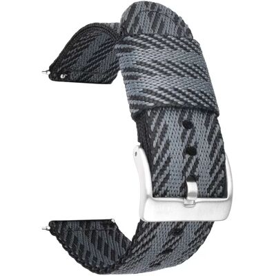 INF Stylisches 24/22/20/18mm Nylon Uhrenarmband mit schwarzer Schnalle Silber 22 mm INF Stylisches 24/22/20/18mm Nylon Uhrenarmband mit schwarzer Schnalle Silber 22 mm