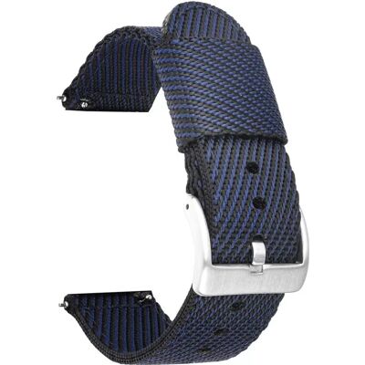 INF Nylon Uhrenarmband mit schwarzer Schnalle - 24/22/20/18mm Silber 22 mm INF Nylon Uhrenarmband mit schwarzer Schnalle - 24/22/20/18mm Silber 22 mm