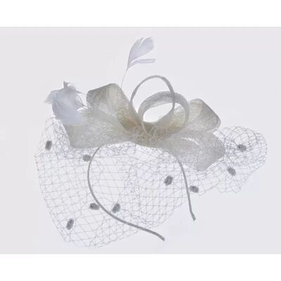INF Eleganter Fascinator-Hut aus Netzstoff mit Federn Beige INF Eleganter Fascinator-Hut aus Netzstoff mit Federn Beige