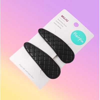 INF Schicke PU-Leder Haarspangen - Wassertropfen Design (2er Set) Schwarz INF Schicke PU-Leder Haarspangen - Wassertropfen Design (2er Set) Schwarz