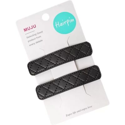 INF Schicke Haarspangen aus PU-Leder - 2er-Set, feines quadratisches Design Schwarz INF Schicke Haarspangen aus PU-Leder - 2er-Set, feines quadratisches Design Schwarz