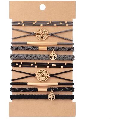 INF Stilvolles Haargummi-Armband - Schwarz Grau & Khaki Set INF Stilvolles Haargummi-Armband - Schwarz Grau & Khaki Set