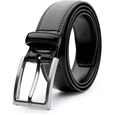 INF Herren PU Leder Gürtel mit Dornschließe, 120cm - Schwarz, Vintage Design INF Herren PU Leder Gürtel mit Dornschließe, 120cm - Schwarz, Vintage Design