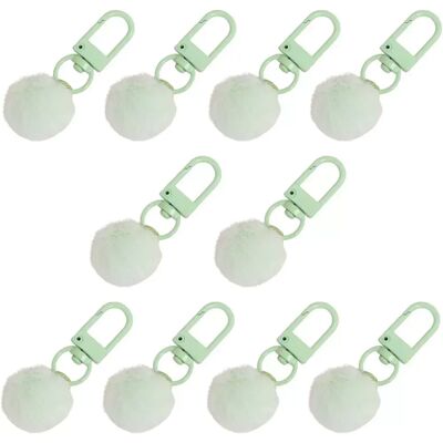 INF 10er-Pack Niedliche Flauschige Pompon Schlüsselanhänger, Legierung, Verschiedene Farben Grün INF 10er-Pack Niedliche Flauschige Pompon Schlüsselanhänger, Legierung, Verschiedene Farben Grün