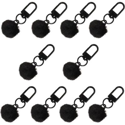 INF 10er-Pack Niedliche Flauschige Pompon Schlüsselanhänger, Legierung, Verschiedene Farben Schwarz INF 10er-Pack Niedliche Flauschige Pompon Schlüsselanhänger, Legierung, Verschiedene Farben Schwarz