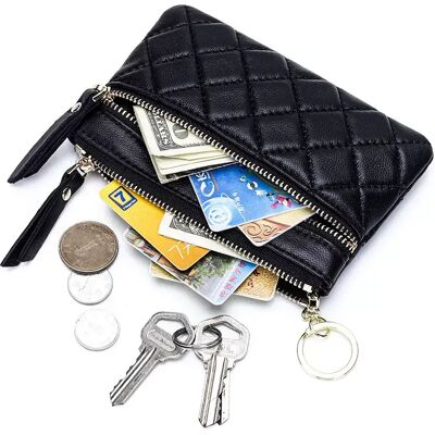 INF Dreifach faltbare kurze Geldbörse für Damen mit mehreren Kartenfächern Schwarz INF Dreifach faltbare kurze Geldbörse für Damen mit mehreren Kartenfächern Schwarz