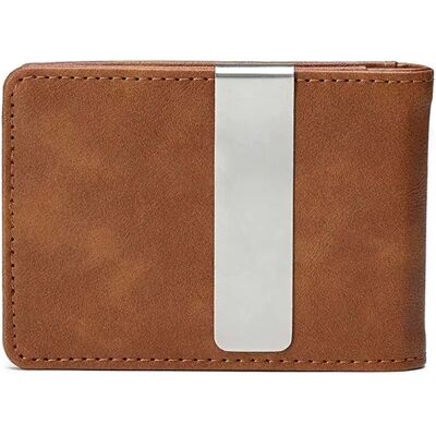 INF Herren Crazy Horse Leder Kartenhalter Geldbörse mit Edelstahl Geldklammer Braun INF Herren Crazy Horse Leder Kartenhalter Geldbörse mit Edelstahl Geldklammer Braun