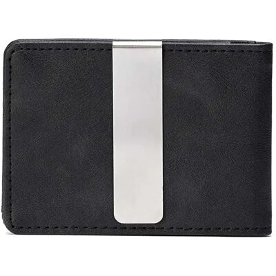 INF Herren Crazy Horse Leder Kartenhalter Geldbörse mit Edelstahl Geldklammer Schwarz INF Herren Crazy Horse Leder Kartenhalter Geldbörse mit Edelstahl Geldklammer Schwarz