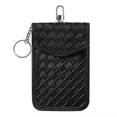 INF Signalblockierende Autoschlüssel-Tasche aus gewebtem PU-Leder - RFID Faraday-Tasche für schlüssellosen Schutz Schwarz INF Signalblockierende Autoschlüssel-Tasche aus gewebtem PU-Leder - RFID Faraday-Tasche für schlüssellosen Schutz Schwarz