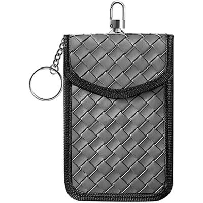 INF Signalblockierende Autoschlüssel-Tasche aus gewebtem PU-Leder - RFID Faraday-Tasche für schlüssellosen Schutz Grau INF Signalblockierende Autoschlüssel-Tasche aus gewebtem PU-Leder - RFID Faraday-Tasche für schlüssellosen Schutz Grau