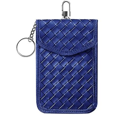 INF Signalblockierende Autoschlüssel-Tasche aus gewebtem PU-Leder - RFID Faraday-Tasche für schlüssellosen Schutz Blau INF Signalblockierende Autoschlüssel-Tasche aus gewebtem PU-Leder - RFID Faraday-Tasche für schlüssellosen Schutz Blau