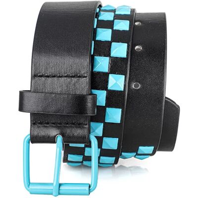 INF Damenmode Bunter quadratischer Perlen PU Ledergürtel - 110cm Stilvolle Taillenband Grün INF Damenmode Bunter quadratischer Perlen PU Ledergürtel - 110cm Stilvolle Taillenband Grün