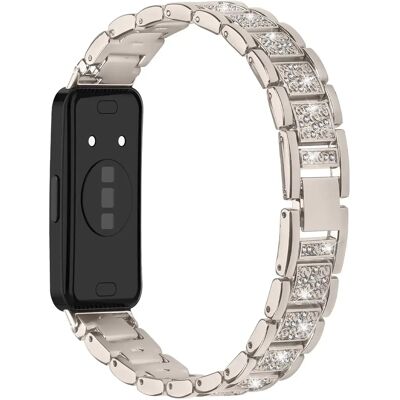 INF Schlankes Diamant-Edelstahl-Uhrenarmband kompatibel mit Huawei Band 8/9/10 Beige INF Schlankes Diamant-Edelstahl-Uhrenarmband kompatibel mit Huawei Band 8/9/10 Beige