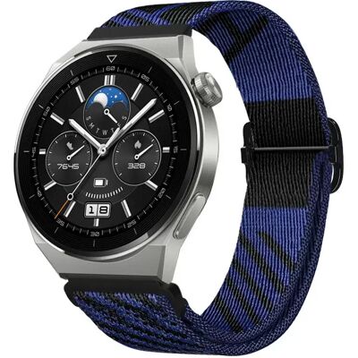 INF Verstellbares, elastisches Uhrenarmband aus gewebtem Nylon, kompatibel mit Huawei GT3 Pro/Buds 22 mm Blau+Schwarz INF Verstellbares, elastisches Uhrenarmband aus gewebtem Nylon, kompatibel mit Huawei GT3 Pro/Buds 22 mm Blau+Schwarz