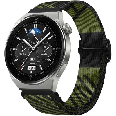 INF Verstellbares, elastisches Uhrenarmband aus gewebtem Nylon, kompatibel mit Huawei GT3 Pro/Buds 22 mm Grün+Schwarz INF Verstellbares, elastisches Uhrenarmband aus gewebtem Nylon, kompatibel mit Huawei GT3 Pro/Buds 22 mm Grün+Schwarz