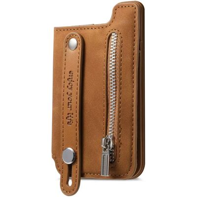 INF Magsafe Magnetischer PU Leder Kartenhalter mit Handschlaufe & Reißverschlusstasche Braun INF Magsafe Magnetischer PU Leder Kartenhalter mit Handschlaufe & Reißverschlusstasche Braun