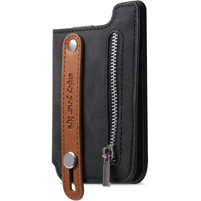 INF Magsafe Magnetischer PU Leder Kartenhalter mit Handschlaufe & Reißverschlusstasche Schwarz INF Magsafe Magnetischer PU Leder Kartenhalter mit Handschlaufe & Reißverschlusstasche Schwarz
