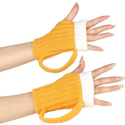 INF 3D Bierkrug Strick Halbfinger Winterhandschuhe - Gelb INF 3D Bierkrug Strick Halbfinger Winterhandschuhe - Gelb