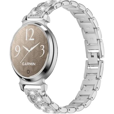 INF Elegantes silbernes Edelstahl-Diamant-Uhrenarmband kompatibel mit Garmin Lily 2 INF Elegantes silbernes Edelstahl-Diamant-Uhrenarmband kompatibel mit Garmin Lily 2
