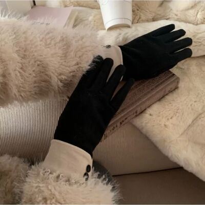 INF Winterhandschuhe mit Knopfdesign, Fleece-Futter und Verdickung für Outdoor-Radfahren Schwarz INF Winterhandschuhe mit Knopfdesign, Fleece-Futter und Verdickung für Outdoor-Radfahren Schwarz