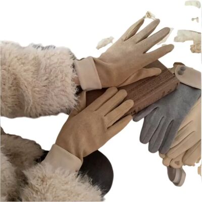 INF Winterhandschuhe mit Knopfdesign, Fleece-Futter und Verdickung für Outdoor-Radfahren Khaki INF Winterhandschuhe mit Knopfdesign, Fleece-Futter und Verdickung für Outdoor-Radfahren Khaki