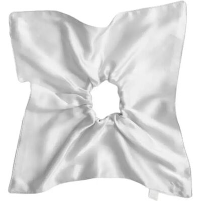 INF 19 Momme Seiden-Haargummi Quadratisch - Sanftes Satin Haar-Schal Scrunchie Silber INF 19 Momme Seiden-Haargummi Quadratisch - Sanftes Satin Haar-Schal Scrunchie Silber