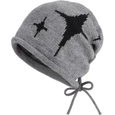 INF Herbst Winter Strickmütze - Warme Mütze mit gefaltetem Rand und Ohrenschutz Grau INF Herbst Winter Strickmütze - Warme Mütze mit gefaltetem Rand und Ohrenschutz Grau