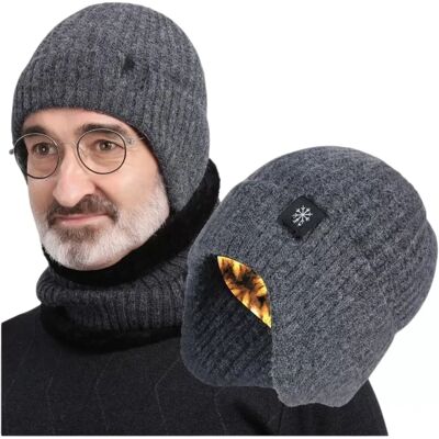 INF Winter Strickmütze für Herren mit Fleecefutter & Ohrenschutz - Warm & Winddicht Grau INF Winter Strickmütze für Herren mit Fleecefutter & Ohrenschutz - Warm & Winddicht Grau