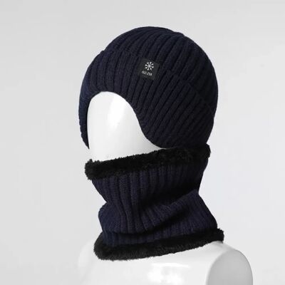 INF Winter Strickmütze und Schal Set für Herren - Warm & Schützend für Senioren Navy blau INF Winter Strickmütze und Schal Set für Herren - Warm & Schützend für Senioren Navy blau