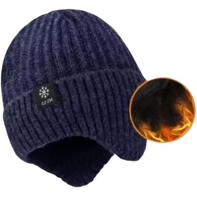 INF Winter Strickmütze für Herren mit Fleecefutter & Ohrenschutz - Warm & Winddicht Navy blau INF Winter Strickmütze für Herren mit Fleecefutter & Ohrenschutz - Warm & Winddicht Navy blau