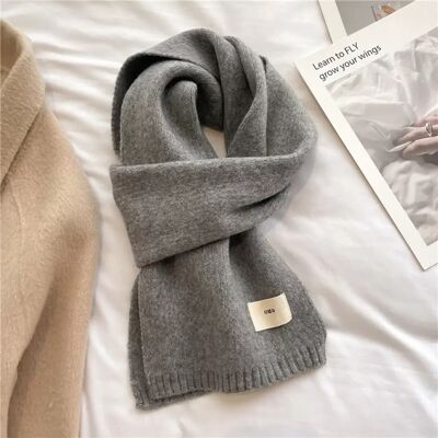 INF Vielseitiger einfarbiger warmer Herbst- und Winter-Schal - Gestrickter Studenten-Schal Grau INF Vielseitiger einfarbiger warmer Herbst- und Winter-Schal - Gestrickter Studenten-Schal Grau
