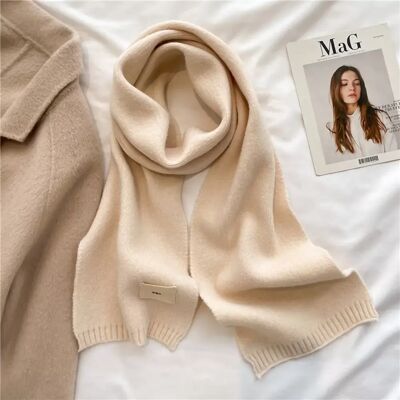 INF Vielseitiger einfarbiger warmer Herbst- und Winter-Schal - Gestrickter Studenten-Schal Beige INF Vielseitiger einfarbiger warmer Herbst- und Winter-Schal - Gestrickter Studenten-Schal Beige